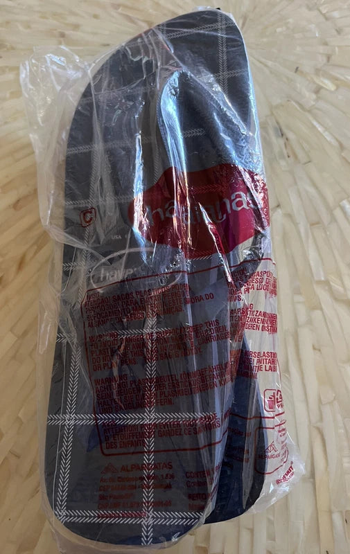 Havaianas Sandals Flip Flops Thong Shoes Surfer Slippers Blue Plaid Logo 13 NWT