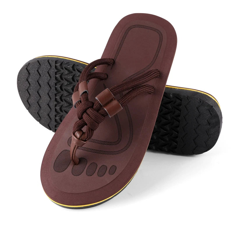 Men Summer Beach Thong Flip Flops Braided Strap Sandals Non-Slip Casual Slippers