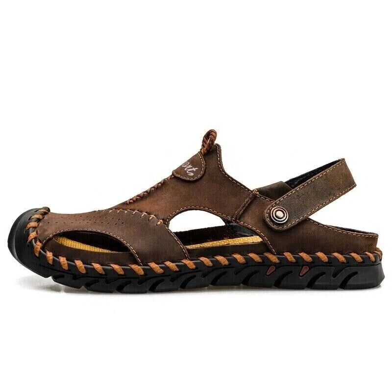 Men’s Genuine Leather Sandals Hiking Beach Slippers Outdoor Sport Casual Shoes