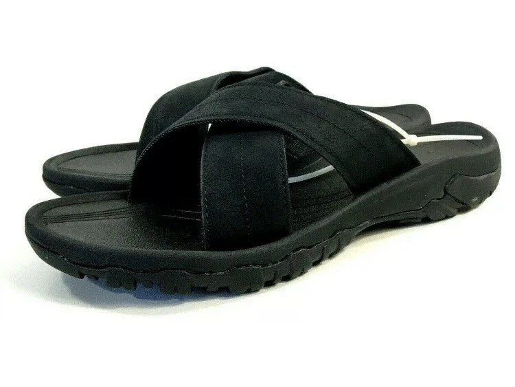 London Fog Mens Slide Slipper Comfortable Sandal Size 9 Black Beach Boat Shoes