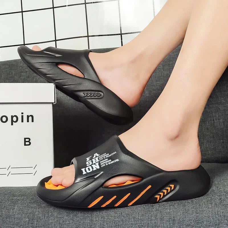 New Summer Man Massage Slippers 2025 Indoor Outdoor Beach Sandals Soft Bottom