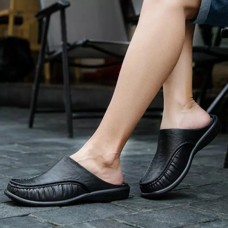 Men Summer Beach Round toe Low top Casual Slippers Slip on Loafers Mule Shoes Sz