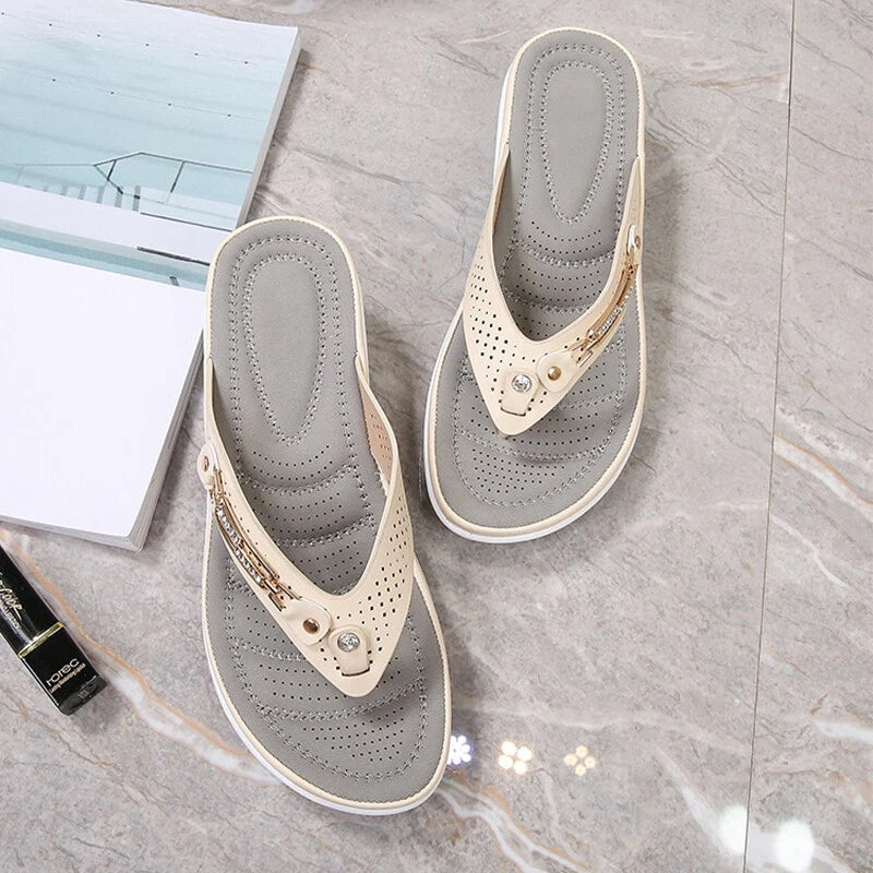 Summer Womens Flip Flops Thong Sandals Arch Support Cushion Slippers Soft Shoes