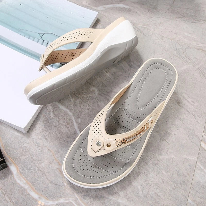 Summer Womens Flip Flops Thong Sandals Arch Support Cushion Slippers Soft Shoes