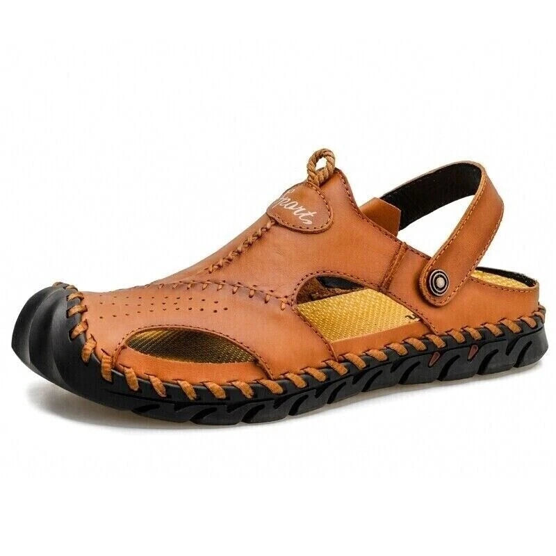 Men’s Genuine Leather Sandals Hiking Beach Slippers Outdoor Sport Casual Shoes