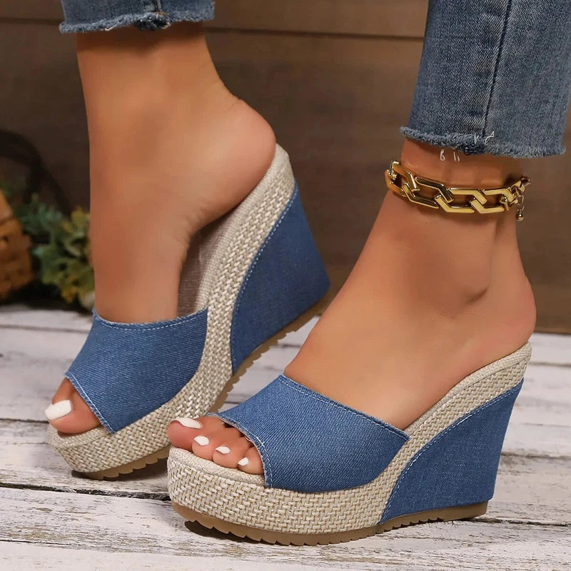 Women High Wedge Heel Sandals Open Toe Casual Summer Beach Slippers Shoes