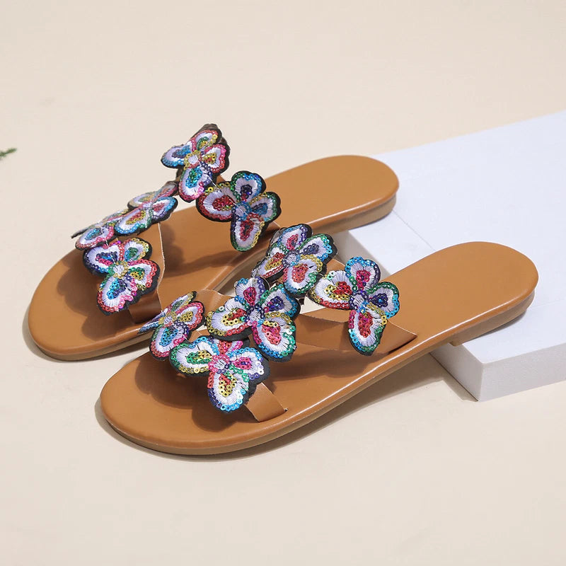 Slippers Women's Summer Sandals Vacation Light Butterfly Large Beach Shoes