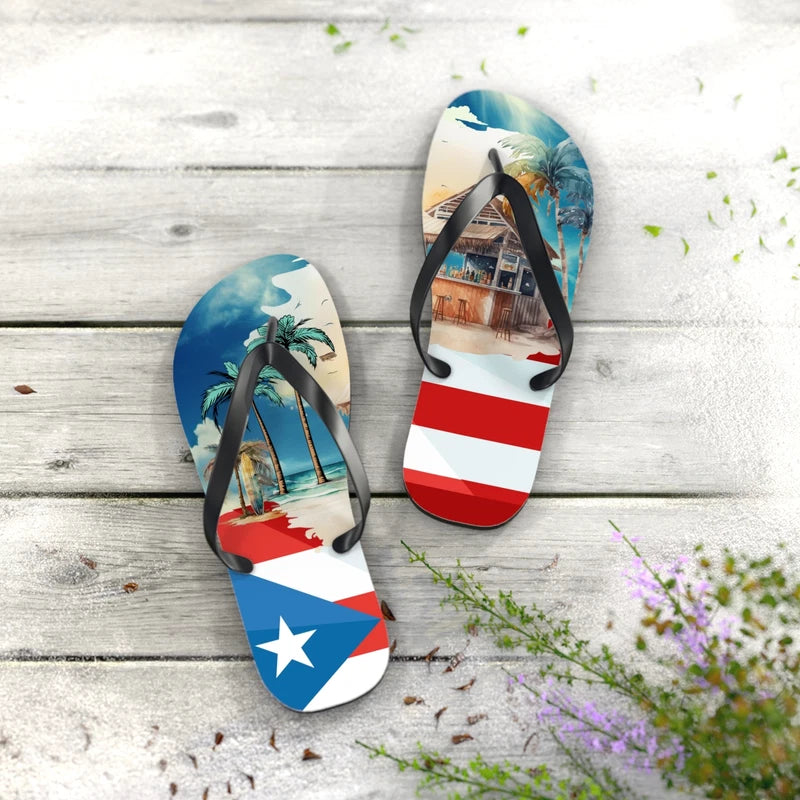 Flip Flops - Tropical Puerto Rico Slippers, Beach Sandals, Summer Footwear,