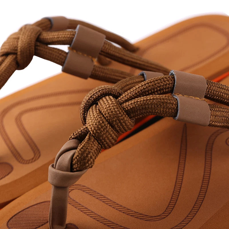 Men Summer Beach Cushion Thong Flip Flops Braided Strap Casual Sandals Slippers