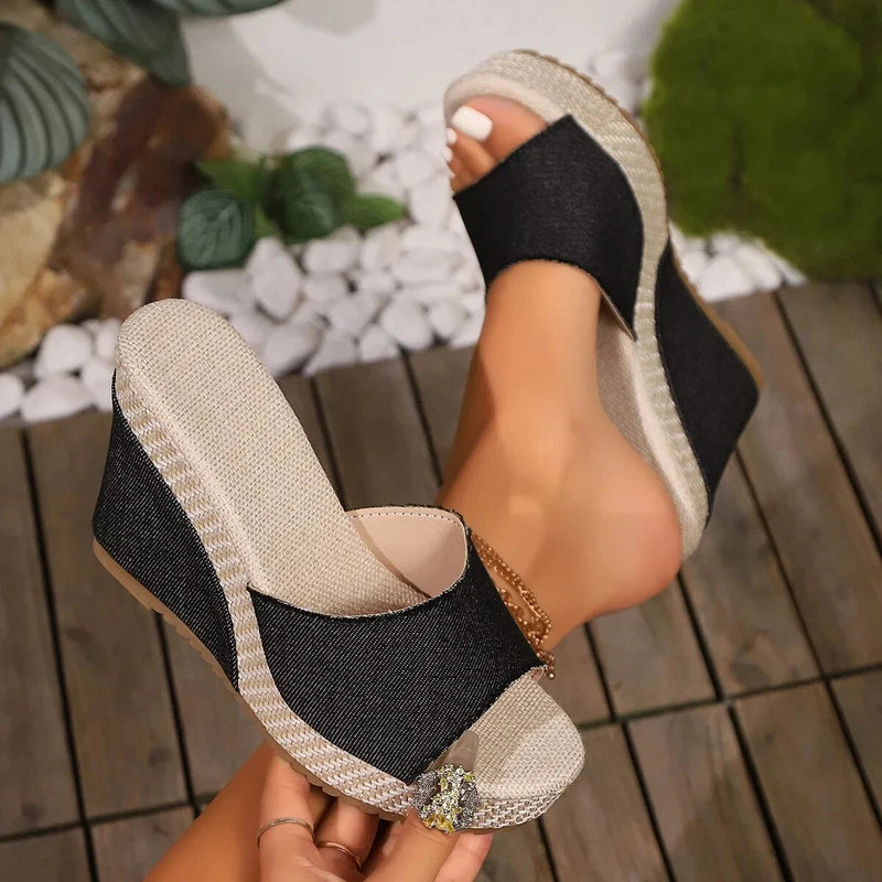 Women High Wedge Heel Sandals Open Toe Casual Summer Beach Slippers Shoes
