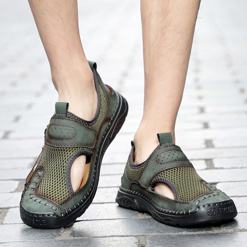 Summer Men Leather Sandals Outdoor Fashion Walking Beach Rome Slipper