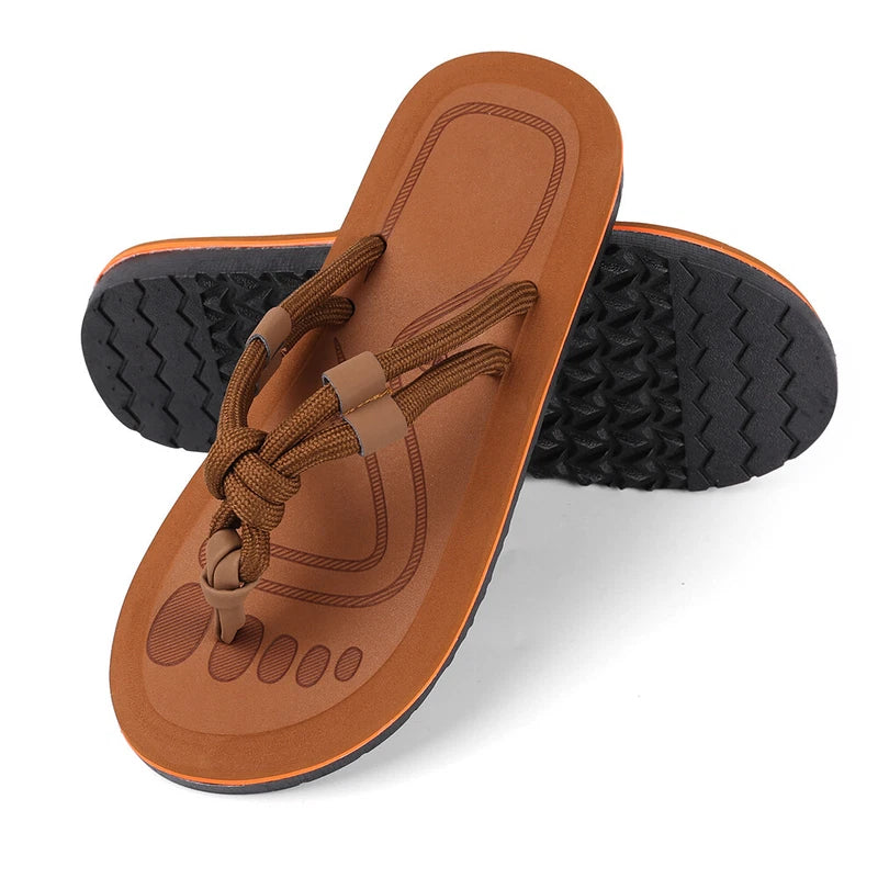Anti-Slip Men's Thong Flip Flops Summer Beach Knotted Strap Sandals Size 9-10