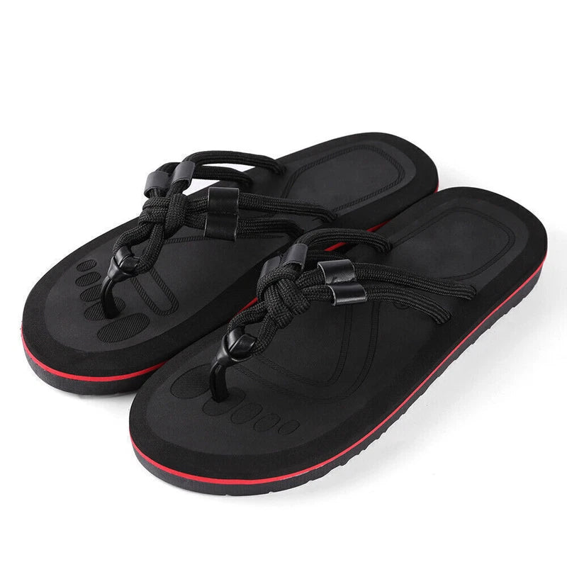 Anti-Slip Men's Thong Flip Flops Summer Beach Knotted Strap Sandals Size 9-10