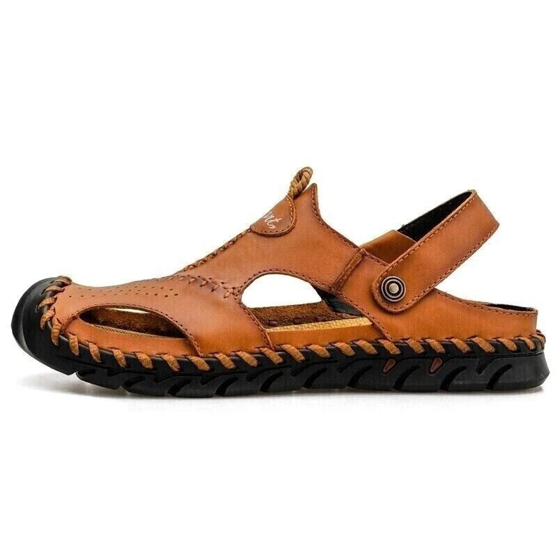 Men’s Genuine Leather Sandals Hiking Beach Slippers Outdoor Sport Casual Shoes