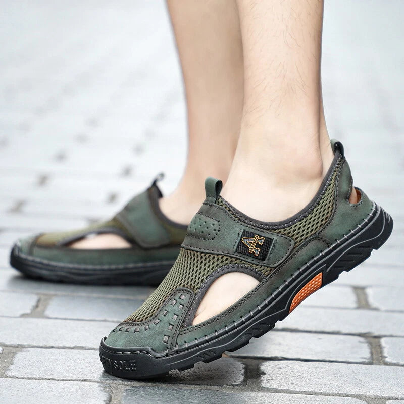 Summer Men Leather Sandals Outdoor Fashion Walking Beach Rome Slipper