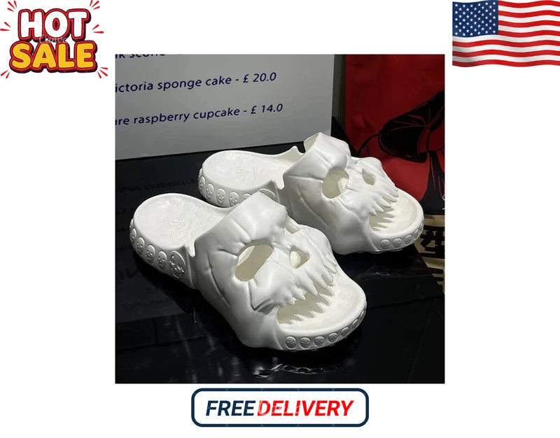 Men’s Y2K Skull Slides Thick Sole Punk Sandals for Beach & Outdoors