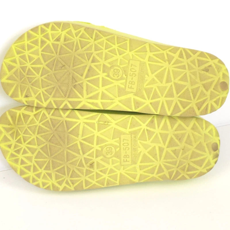 Women's Double Strap Comfort Slides Lime Green Buckle Beach Slipper  Size 39 (8)
