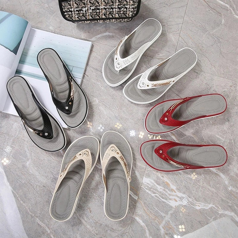 Summer Womens Flip Flops Thong Sandals Arch Support Cushion Slippers Soft Shoes