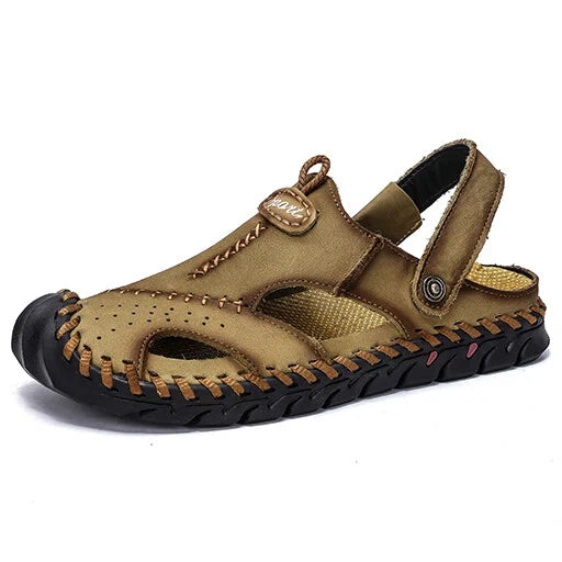 Summer Men Sandals Soft Breathable Slippers Leather Handmade Soft Beach Sneakers