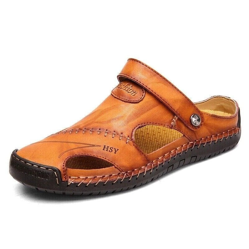 Mens Summer Sandals Casual Leather Shoes Outdoor Beach Breathable Casual Shoes