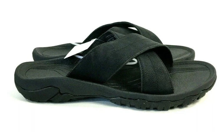 London Fog Mens Slide Slipper Comfortable Sandal Size 9 Black Beach Boat Shoes