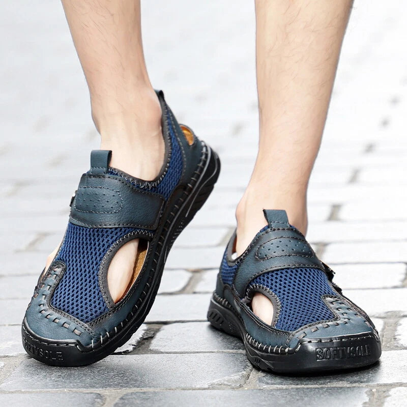 Summer Men Leather Sandals Outdoor Fashion Walking Beach Rome Slipper