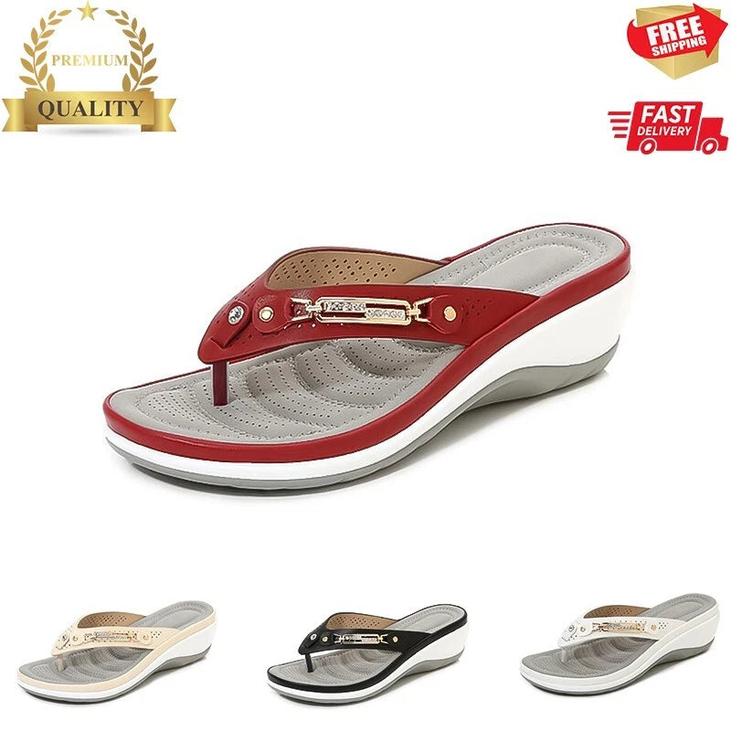 Summer Womens Flip Flops Thong Sandals Arch Support Cushion Slippers Soft Shoes