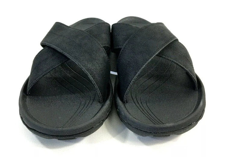 London Fog Mens Slide Slipper Comfortable Sandal Size 9 Black Beach Boat Shoes