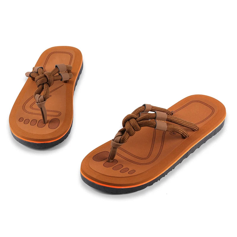 Anti-Slip Men's Thong Flip Flops Summer Beach Knotted Strap Sandals Size 9-10
