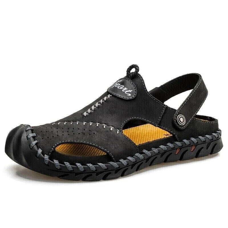 Men’s Genuine Leather Sandals Hiking Beach Slippers Outdoor Sport Casual Shoes