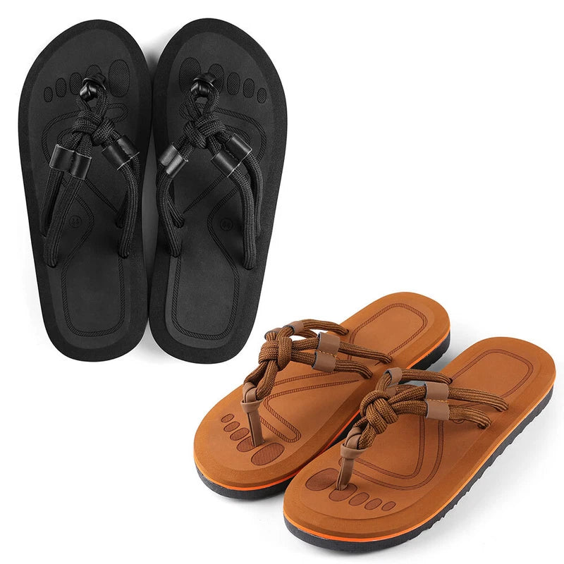 Men Summer Beach Cushion Thong Flip Flops Braided Strap Casual Sandals Slippers