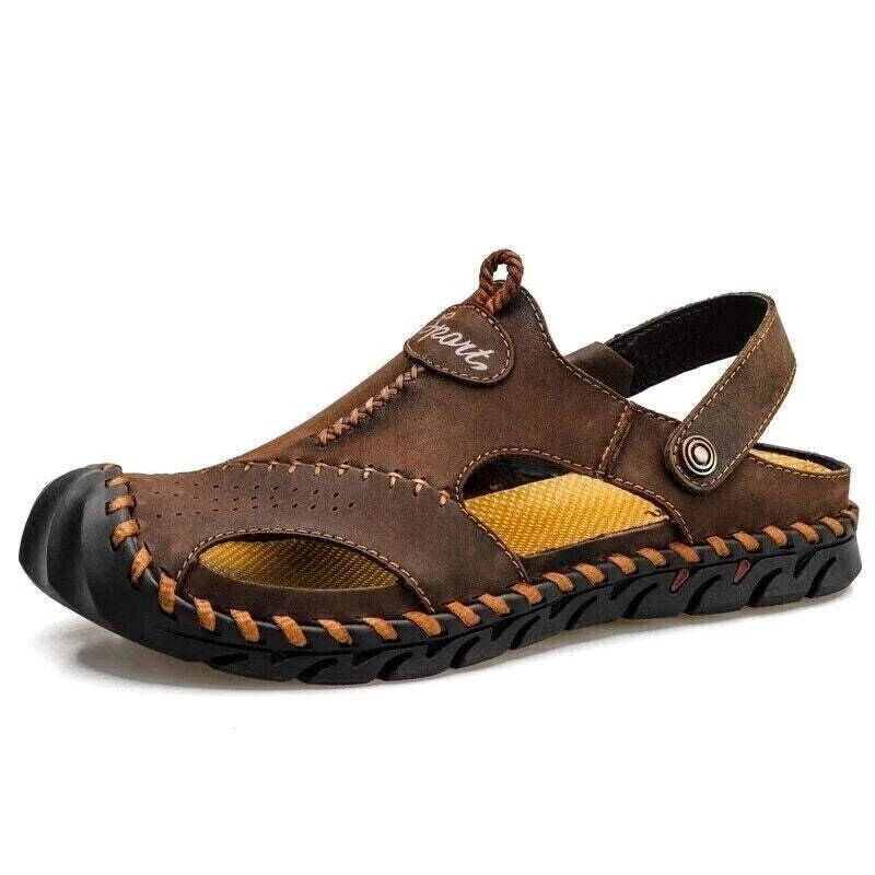 Men’s Genuine Leather Sandals Hiking Beach Slippers Outdoor Sport Casual Shoes