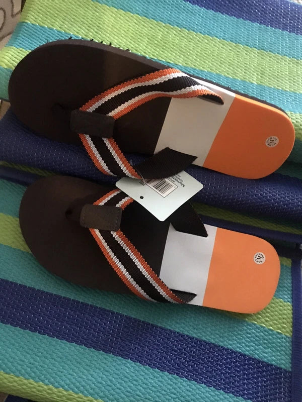 Flip Flop Stripe Sandals Men’s Summer Thong Beach Pool Slides Outdoor Indoor