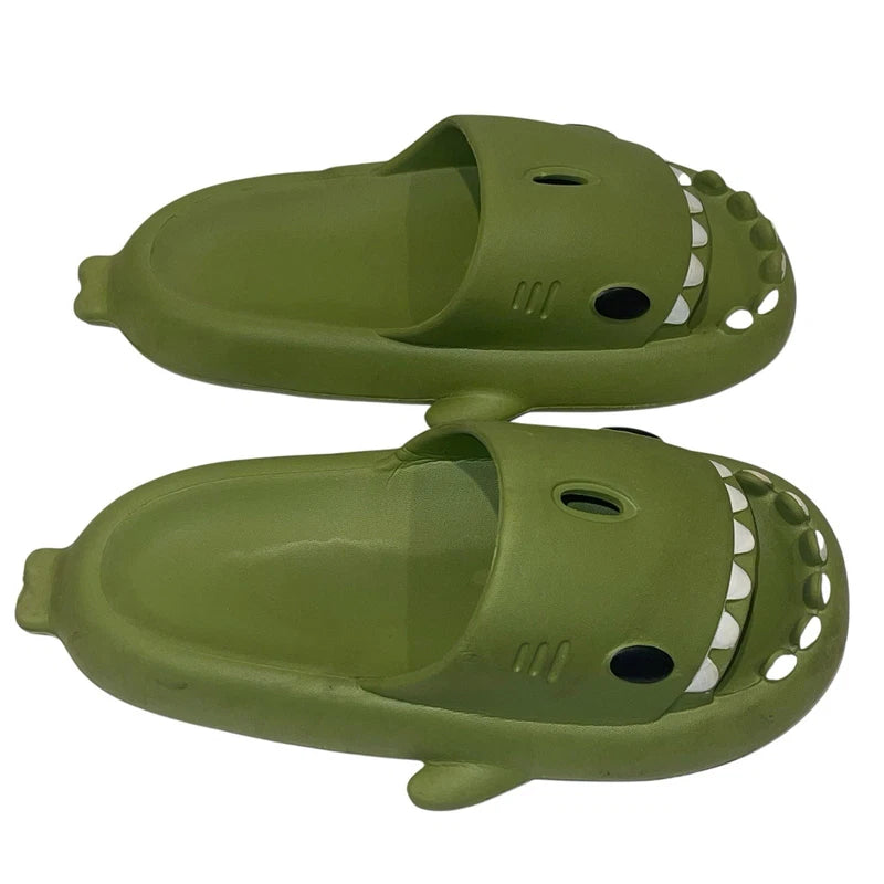 Shark Slides Green Unbranded Size 38-39 Mens 7.5/8 Slippers Beach EUC