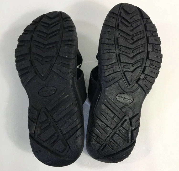 London Fog Mens Slide Slipper Comfortable Sandal Size 9 Black Beach Boat Shoes