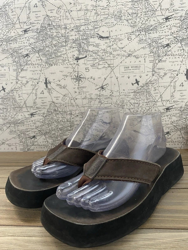 Reef Flip Flops Sandals Slides Beach Festival Boho Travel Men’s Sz 9-10 Brown