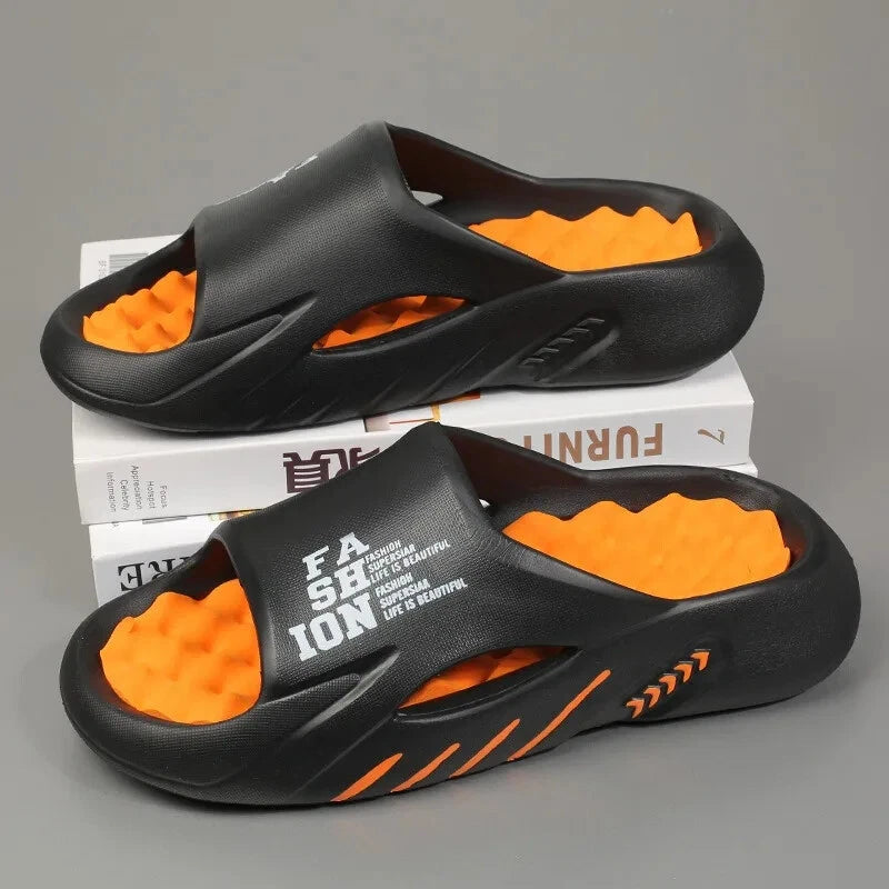 New Summer Man Massage Slippers 2025 Indoor Outdoor Beach Sandals Soft Bottom