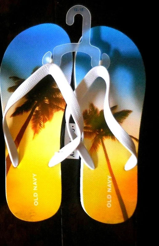 OLD NAVY Flip Flop Slippers Red Blue Stars Beach Palm Tree Size 12/13 YOU PICK 1