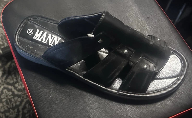 Mens Open Toe Slipper Sandals Woven PU  Leather Summer Beach 🏖️ Shoes
