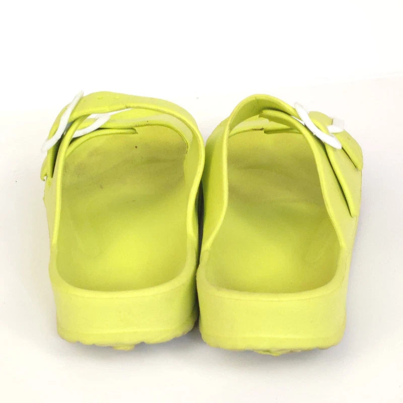 Women's Double Strap Comfort Slides Lime Green Buckle Beach Slipper  Size 39 (8)