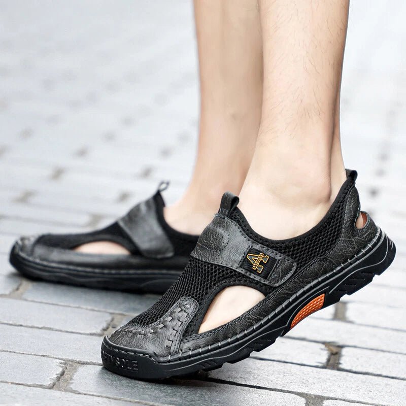 Summer Men Leather Sandals Outdoor Fashion Walking Beach Rome Slipper